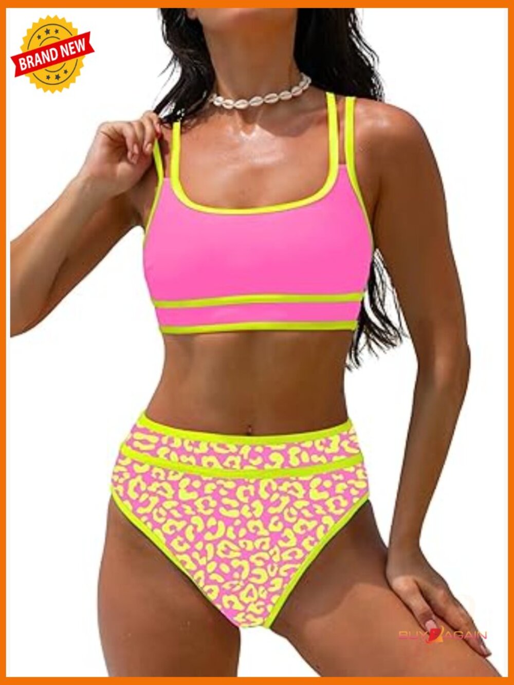 High Waisted Bikini Set Sporty Adjustable Straps Two Piece Swimsuit